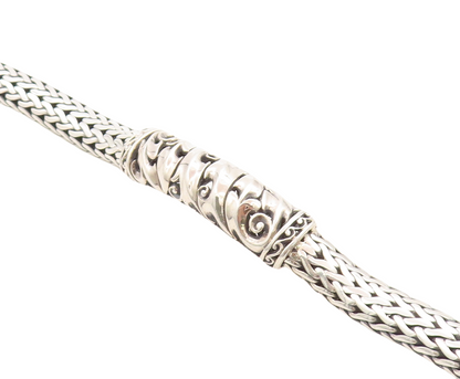 925 Sterling Silver Vintage Bracelet Solid Designer Leaved Carved  BT10981