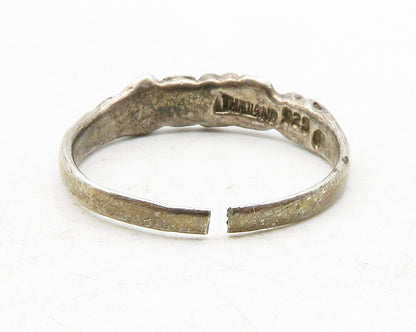 925 Sterling Silver  Vintage Love Heart Floral Motif Band Ring Sz 8.5  RG12203