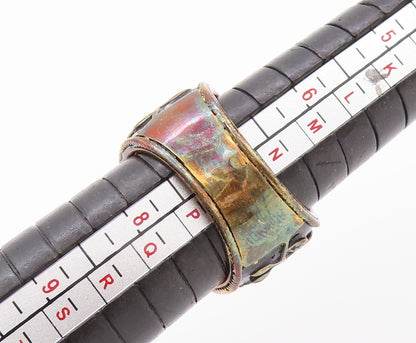 925 Sterling Silver Vintage Ring Gold Plated Floral CZ Gemstone  Sz 7  RG32313