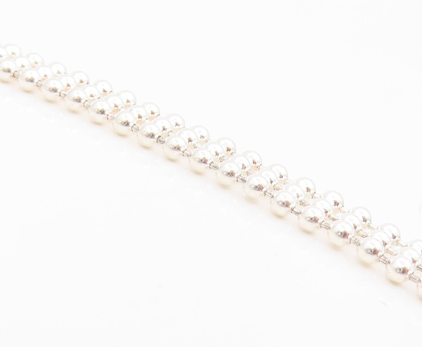 925 Sterling Silver Vintage Necklace Classic Interlocking Circle Chain  NE4874