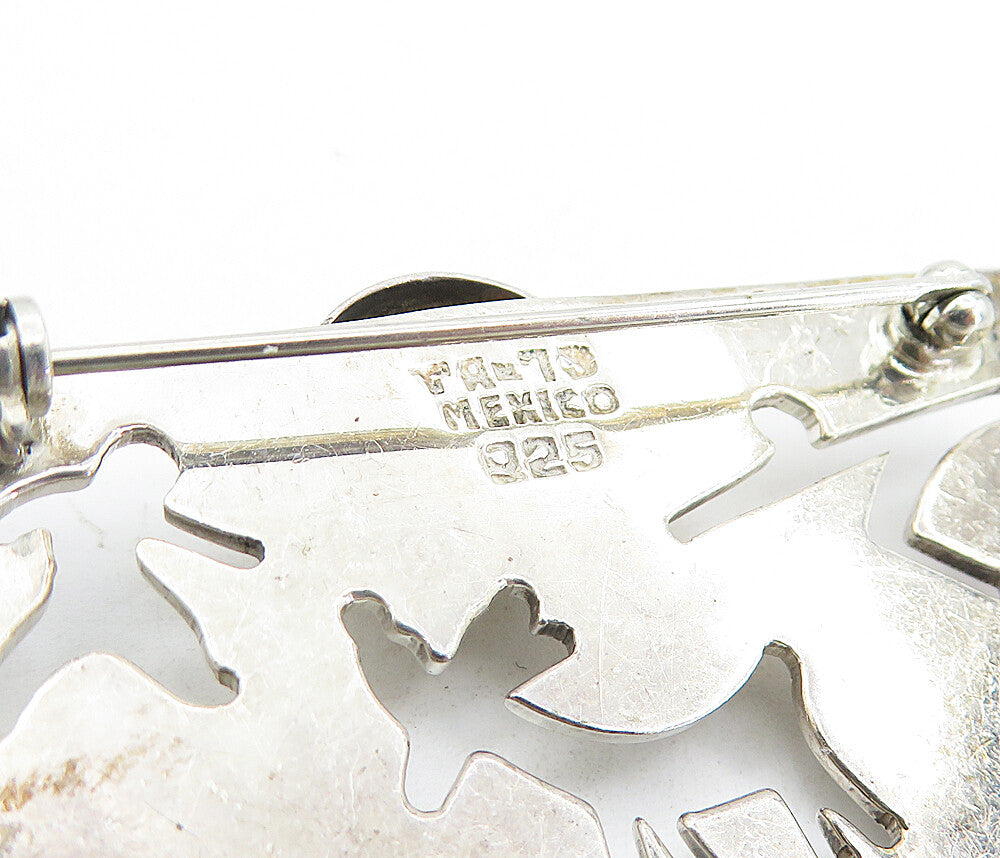 MEXICO 925 Sterling Silver  Vintage Cutout Reindeer Dome Brooch Pin  BP2392
