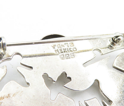 MEXICO 925 Sterling Silver  Vintage Cutout Reindeer Dome Brooch Pin  BP2392