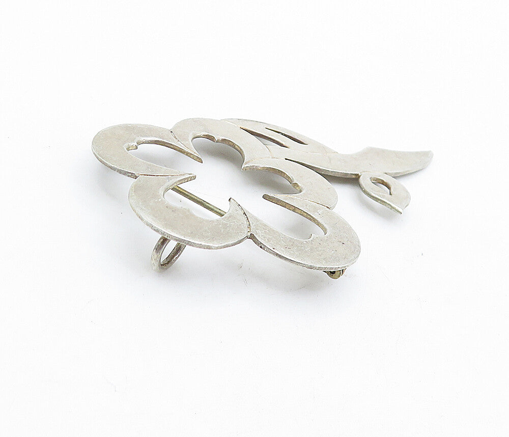 MEXICO 925 Sterling Silver  Vintage Smooth Open Flower Brooch Pin  BP1811
