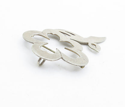 MEXICO 925 Sterling Silver  Vintage Smooth Open Flower Brooch Pin  BP1811