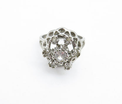 UNCAS 925 Sterling Silver  Vintage Petite Topaz Cocktail Ring Sz 4.5  RG7065