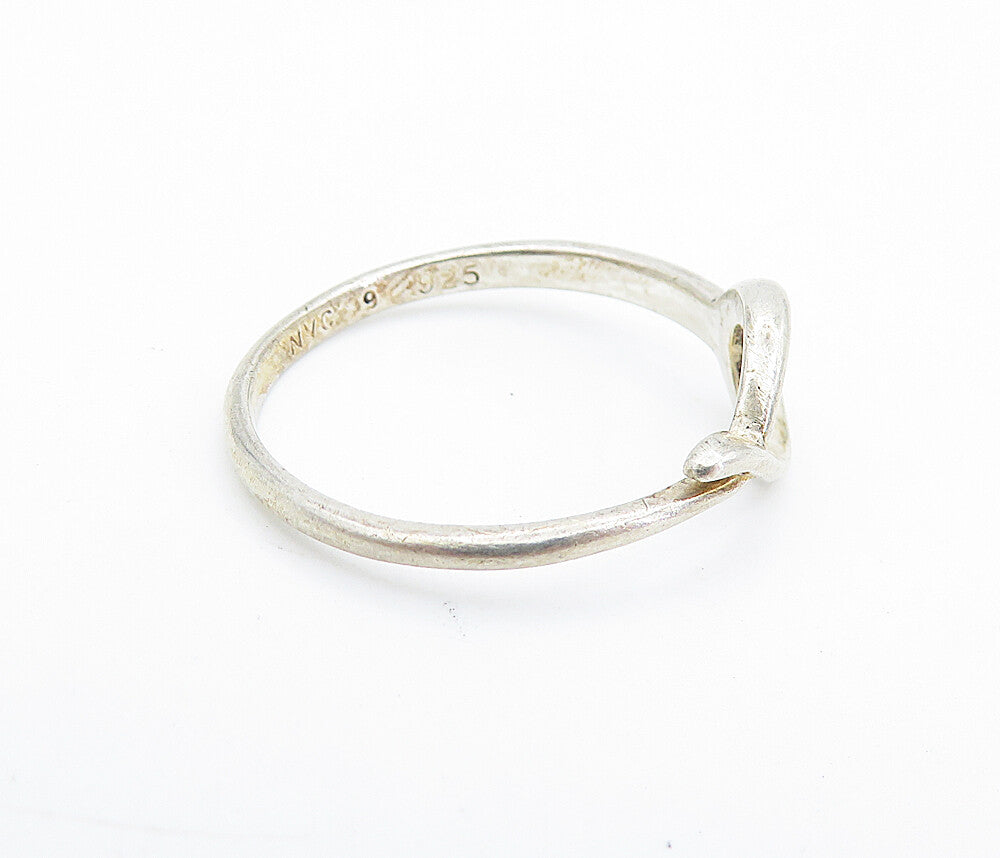 925 Sterling Silver  Vintage Shiny Loop Swirl Design Band Ring Sz 9  RG7459