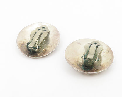 925 Sterling Silver  Vintage Round Fluted Button Non Pierce Earrings  EG5522