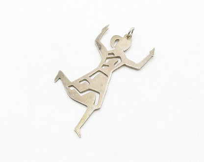925 Sterling Silver  Vintage Dark Tone Cutout Dancing Woman Pendant  PT10327