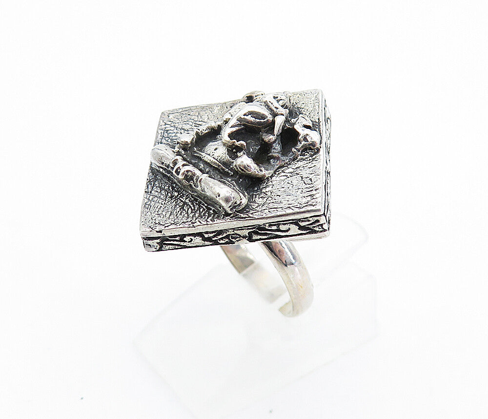 925 Sterling Silver  Vintage Ganesha Hindu God Cocktail Ring Sz 6  RG7839