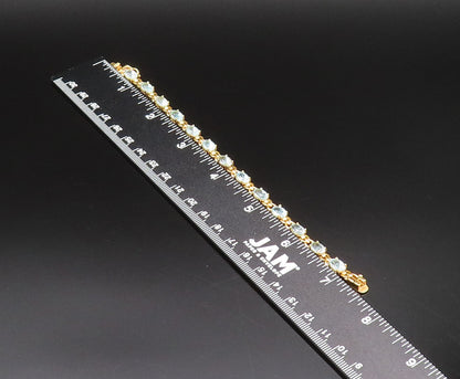 925 Sterling Silver Vintage Gold Plated Oval Blue Topaz Tennis Bracelet BT9769