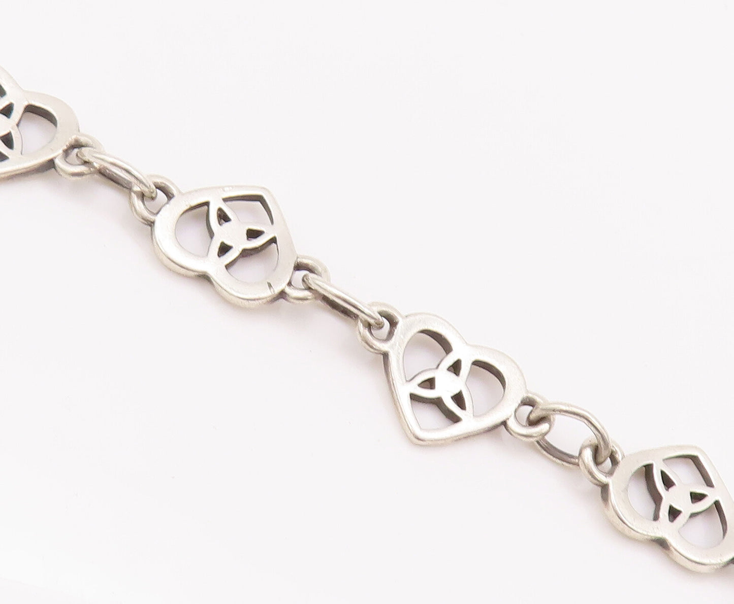 925 Sterling Silver Vintage Bracelet SOLVAR Celtic Trinity Hearts Link  BT10172