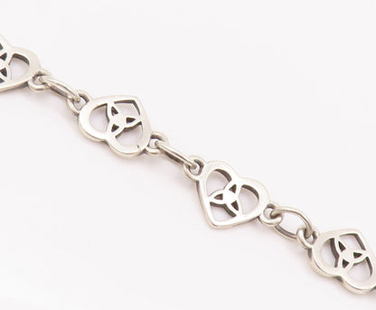 925 Sterling Silver Vintage Bracelet SOLVAR Celtic Trinity Hearts Link  BT10172