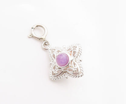 925 Sterling Silver Vintage Pendant Purple Amethyst Haze Cut Out Charm  PT24956