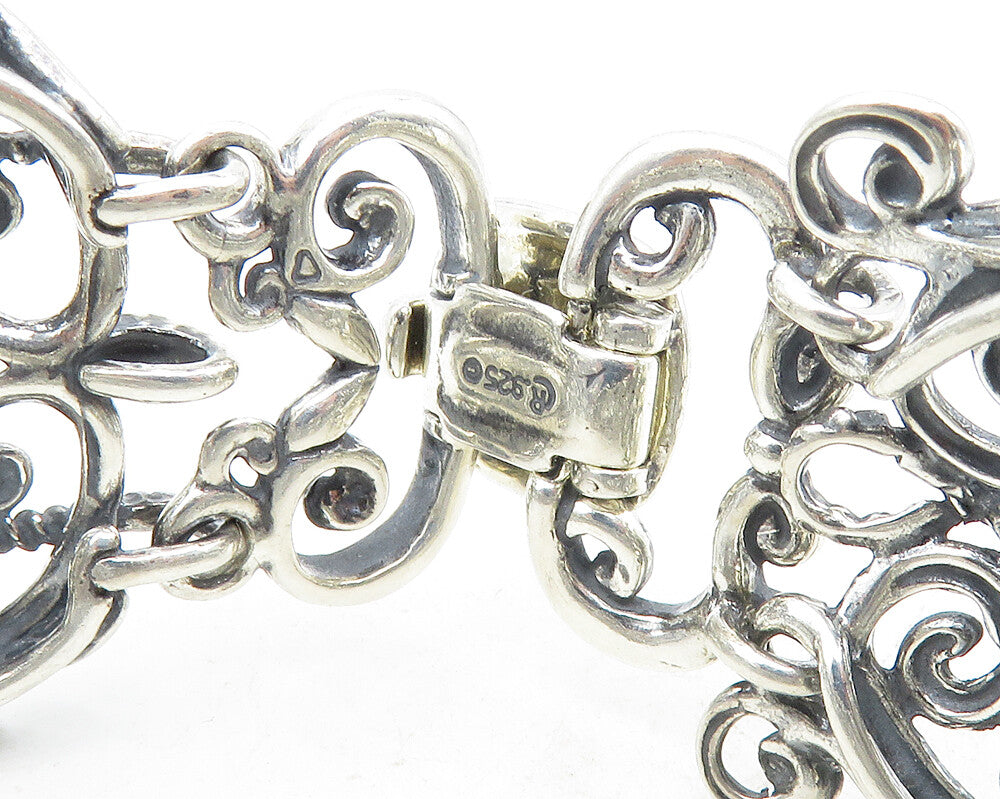 CAROLYN POLLACK RELIOS 925 Silver  Vintage Open Swirl Chain Bracelet  BT4193