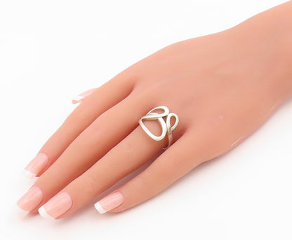 925 Sterling Silver Vintage Ring Interlocking Double Loop Band  Sz 8.5  RG36595
