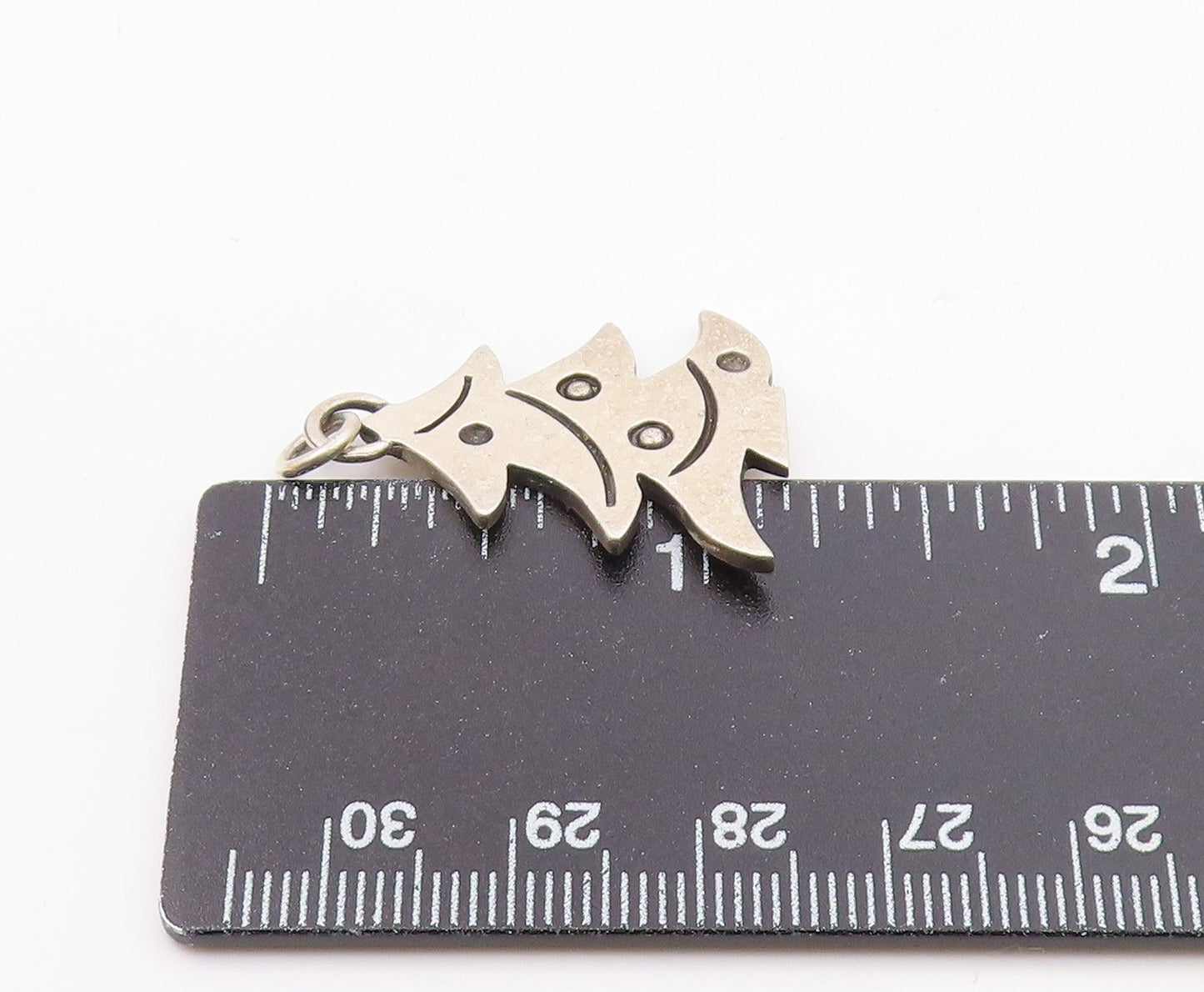 925 Sterling Silver  Vintage Shiny Etched Christmas Tree Pendant  PT20145