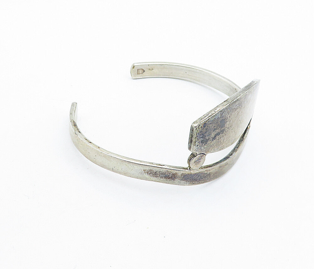 JG 925 Sterling Silver Vintage Dark Tone Modernist Cuff Bracelet  BT2327