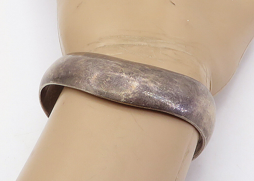 LOS BALLESTEROS 925 Silver  Vintage Oxidized Smooth Wavy Cuff Bracelet  BT2771
