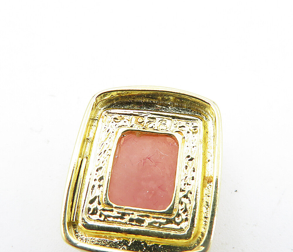 925 Sterling Silver  Quartz Shiny Gold Plated Square Drop Pendant  PT4000