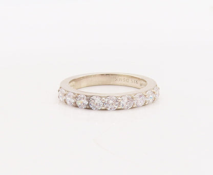 925 Sterling Silver Vintage Ring Stackable Green & White Topaz  Sz 7  RG29786