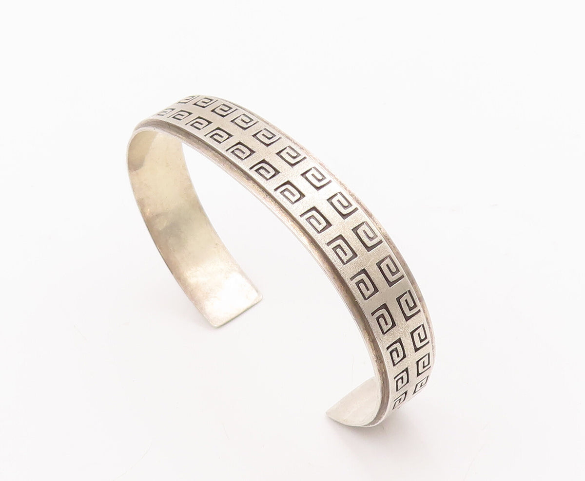 925 Sterling Silver Vintage Bracelet Designer Spiral Maze Etched Cuff  BT10552