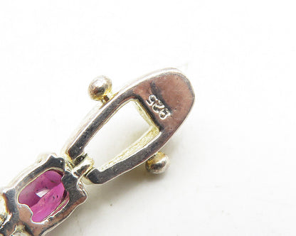 925 Sterling Silver  Shiny Amethyst Topaz & Peridot Chain Bracelet  BT4394