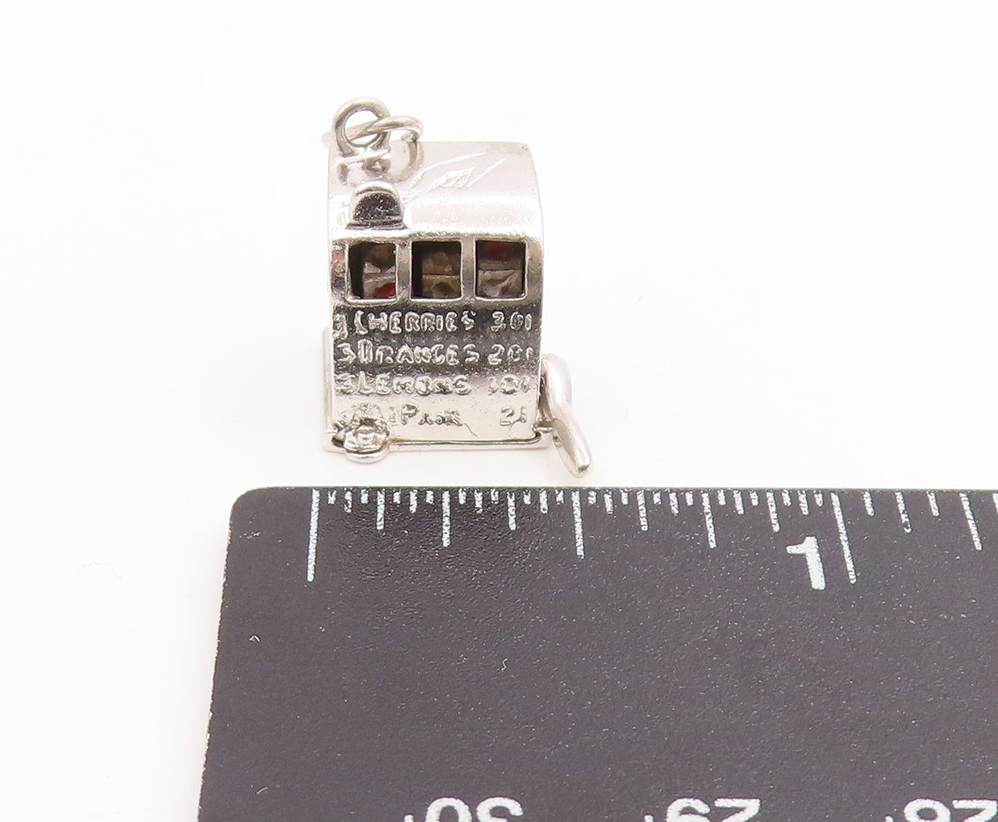 925 Sterling Silver Vintage Pendant Slot Machine With Fruit Details  PT26154