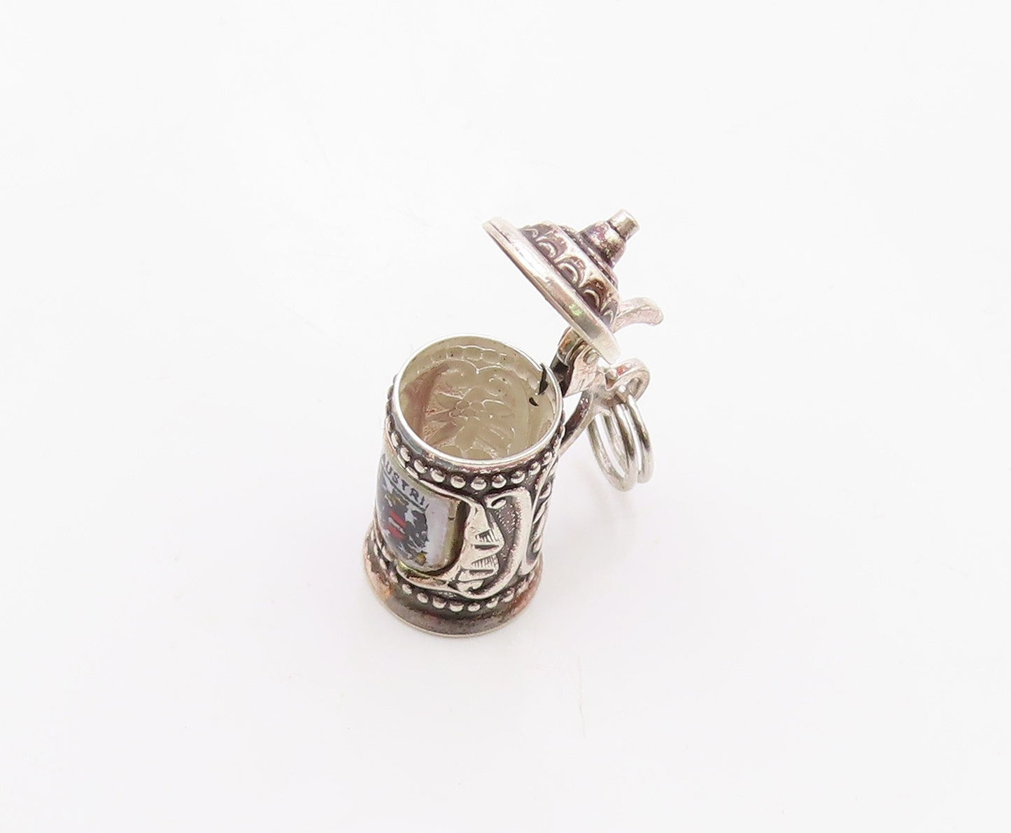 EUROPEAN 925 Silver  Vintage Petite German Style Beer Mug Pendant  PT19351