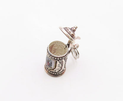 EUROPEAN 925 Silver  Vintage Petite German Style Beer Mug Pendant  PT19351