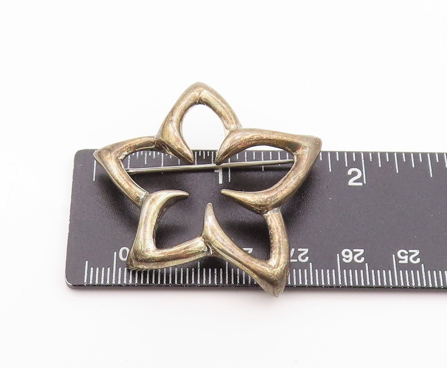 925 Sterling Silver Vintage Brooch TIFFANY & CO. Modernist Cutout Flower BP11618