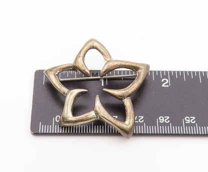 925 Sterling Silver Vintage Brooch TIFFANY & CO. Modernist Cutout Flower BP11618
