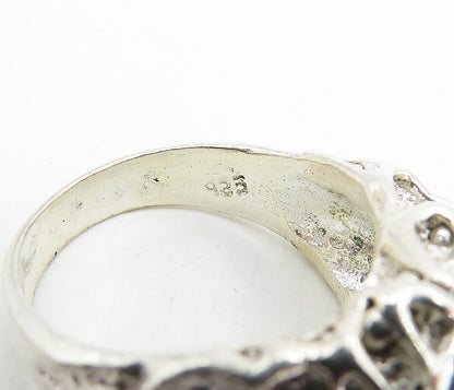 925 Sterling Silver  Blue Topaz Sculpted Band Cocktail Ring Sz 7.5  RG4536