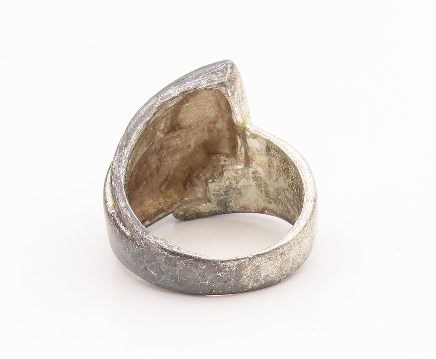 925 Sterling Silver Vintage Ring Modernist Ribbed Step Design  Sz 5  RG35602