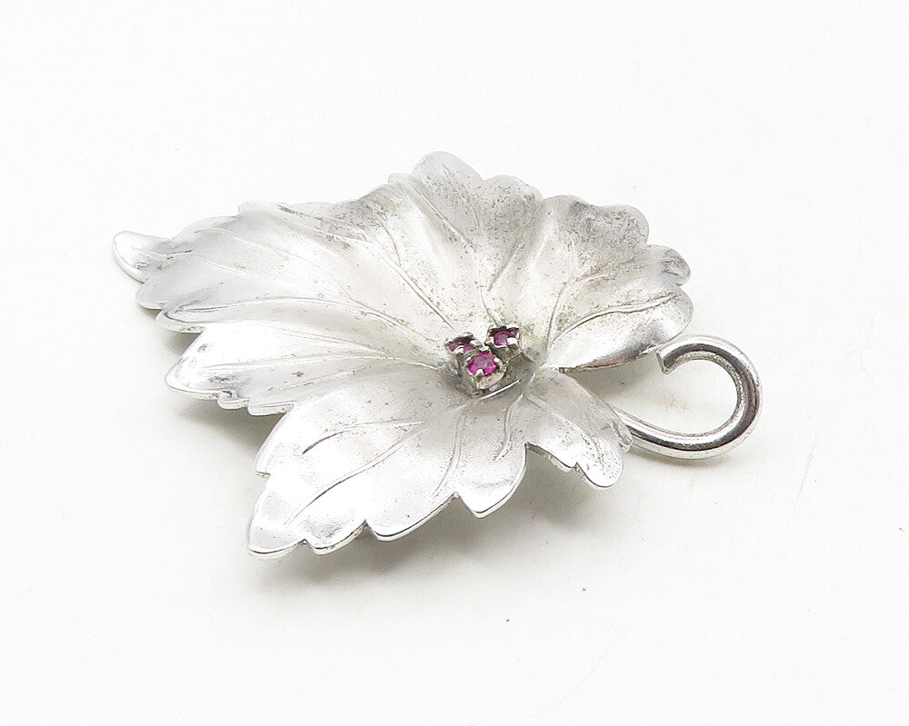 HARRY S. BICK 925 Silver  Vintage Amethyst Single Leaf Brooch Pin  BP3767