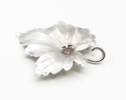 HARRY S. BICK 925 Silver  Vintage Amethyst Single Leaf Brooch Pin  BP3767