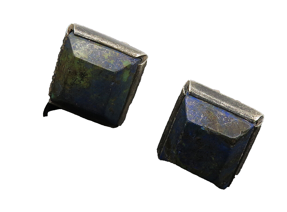 925 Sterling Silver  Vintage Sodalite Oxidized Square Cuff Links  TR1552