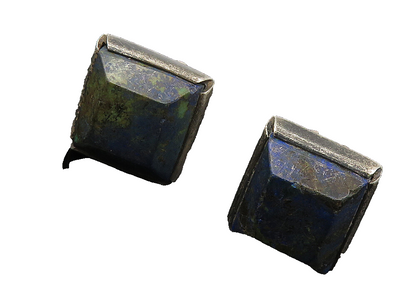 925 Sterling Silver  Vintage Sodalite Oxidized Square Cuff Links  TR1552