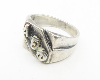 925 Sterling Silver  Vintage Alpha Sigma Phi Fraternity Band Ring Sz 4 RG11145