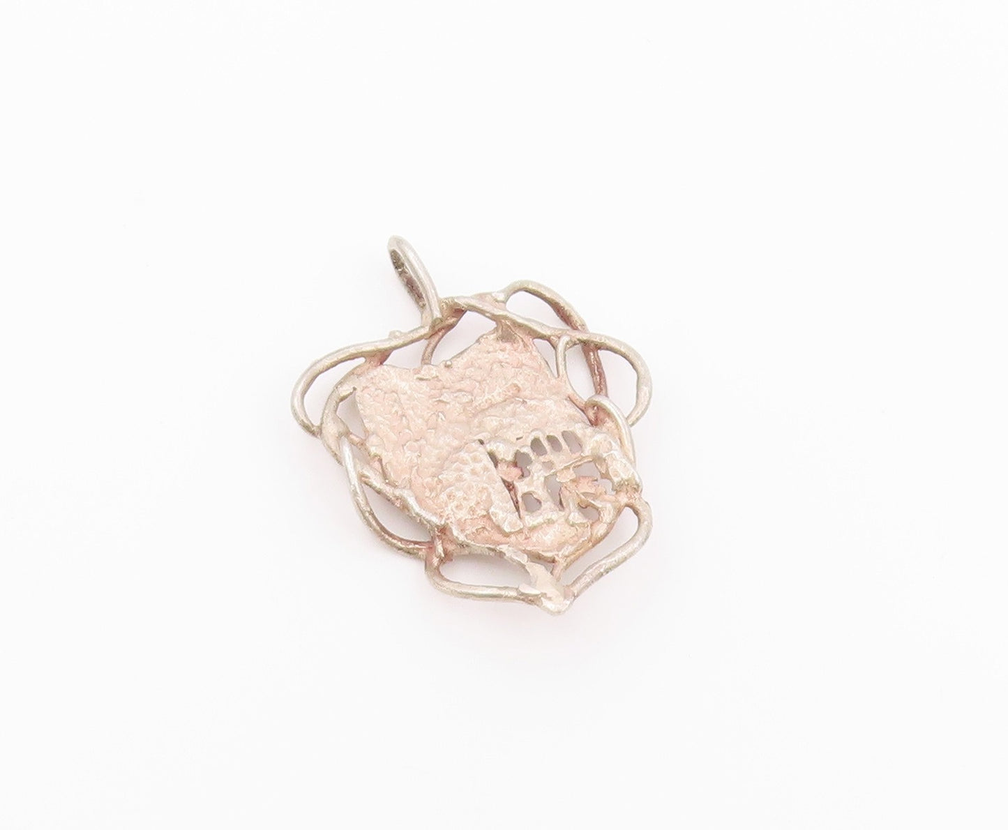 925 Sterling Silver Vintage Pendant Etched Tropical Beach House Charm  PT26459