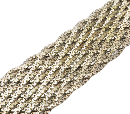 925 Sterling Silver  Vintage Shiny Dark Tone Woven Chain Bracelet  BT6189