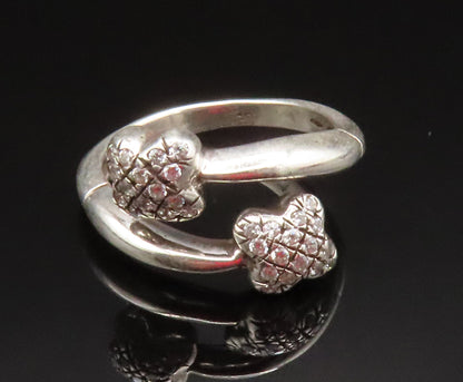 925 Sterling Silver  Vintage Double Topaz Butterfly Bypass Ring Sz 7  RG25227