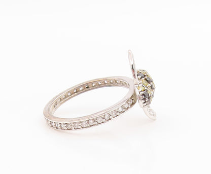 925 Sterling Silver Vintage Ring Classic CZ Bumblebee Motif Band  Sz 8  RG35941