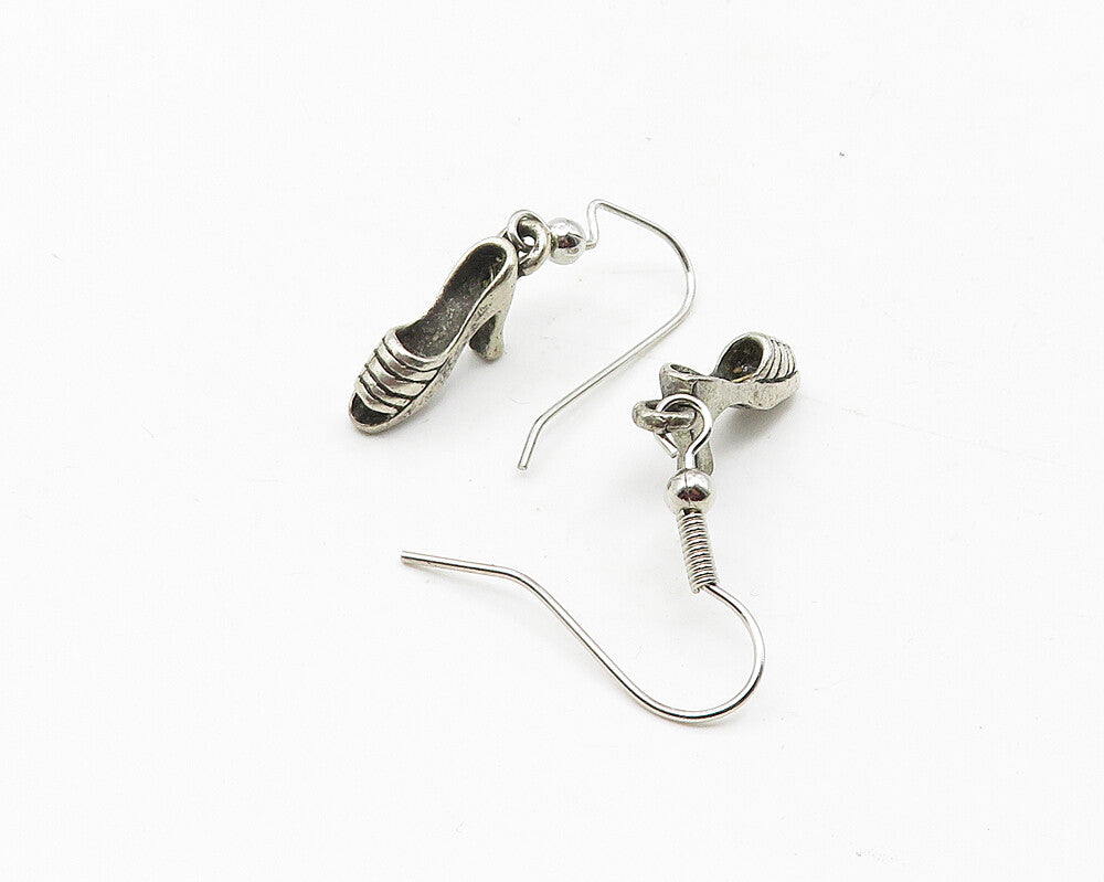 925 Sterling Silver  Vintage Petite High Heel Sandal Dangle Earrings  EG6285