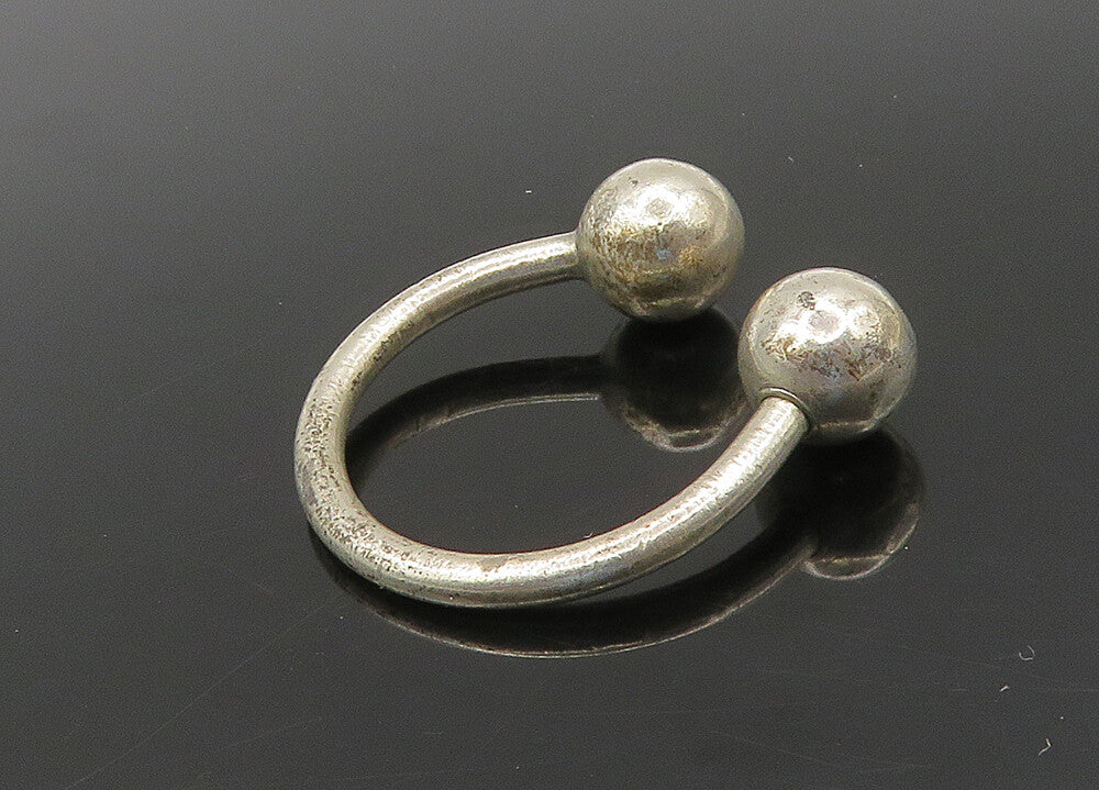 TIFFANY 925 Sterling Silver  Vintage Shiny Sphere Ends Key Ring  TR3047