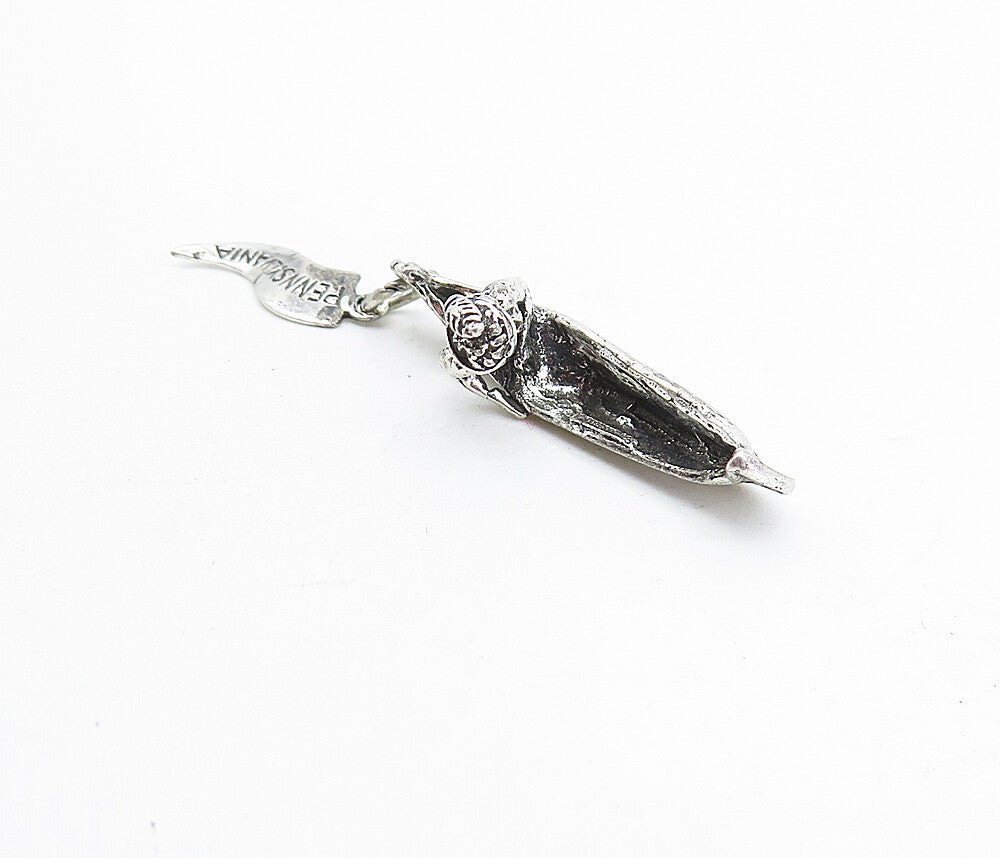 925 Sterling Silver Vintage Pennsylvania Man In Canoe Boat Pendant PT4530