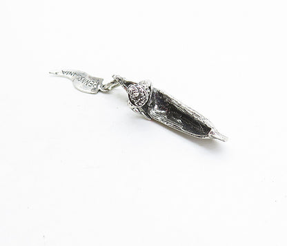 925 Sterling Silver Vintage Pennsylvania Man In Canoe Boat Pendant PT4530