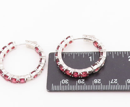925 Sterling Silver Vintage Earrings Modernist Round Cut Topaz Hoops  EG14455