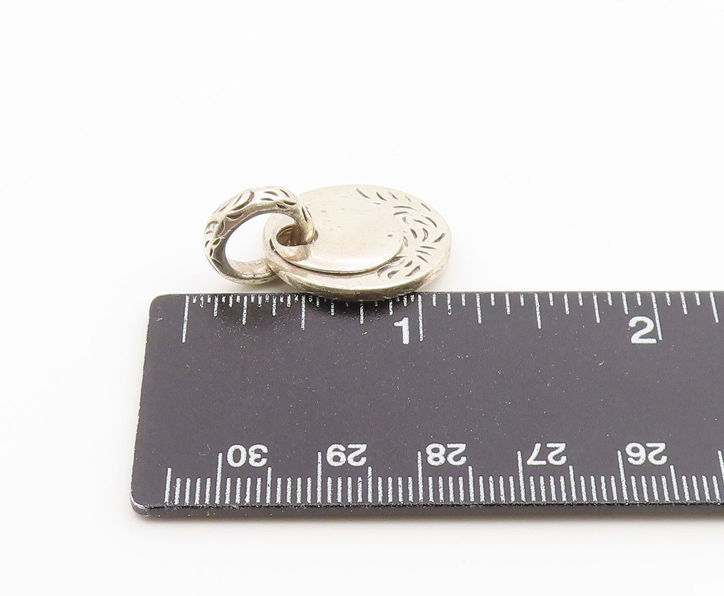 925 Sterling Silver Vintage Pendant SILPADA Etched Double Circle Charm  PT26565
