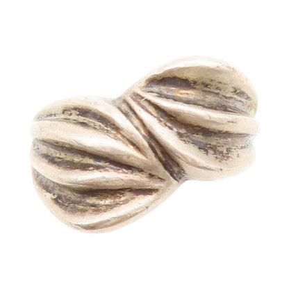 925 Sterling Silver Vintage Ring Dark Tone Carved Ribbon Knot  Sz 5.5  RG33548