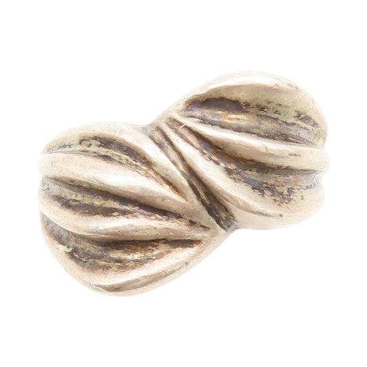925 Sterling Silver Vintage Ring Dark Tone Carved Ribbon Knot  Sz 5.5  RG33548
